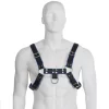 LEATHER BODY UprzÄ…Å¼ skorzana mÄ™ska Bulldog niebiesko-czarna S-XL