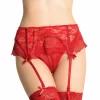 Queen Lingerie Stringi z koronkowÄ… podwiÄ…zkÄ… S/M czarne