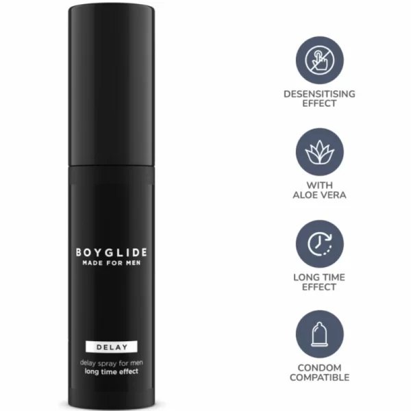 <b>INTIMATELINE Boyglide Delay Spray 20ml with Aloe Vera â€“ Long-Lasting Effect</b><br><br>