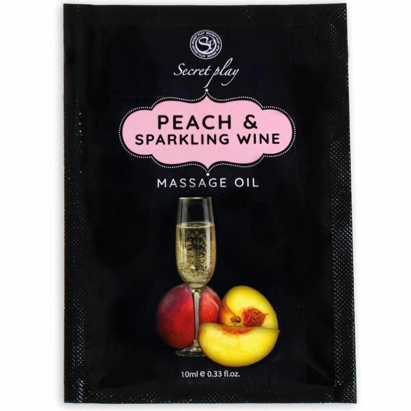 Secret Play Peach & Sparkling Wine Massage Oil Sachet 10ml - Hydrating Formula - Boutique Anelma Secret Play Peach & Sparkling Wine Massage Oil Sachet 10ml - Hydrating Formula