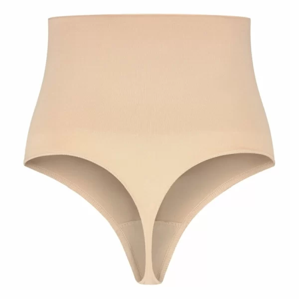 Bye Bra Seamless High Waist Thong Shapewear Beige Size S