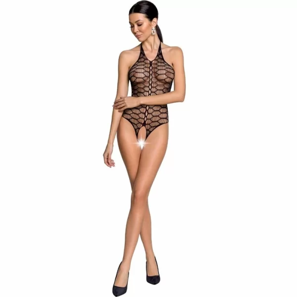Passion BS087 Bodystocking czarna koronka