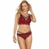 Subblime Two-Piece Lace Top & Panties Set S/M - Red & Black Elegance - Boutique Anelma Subblime Komplet Koronkowy Dwuczęściowy Top i Majtki S/M Czerwono-Czarny