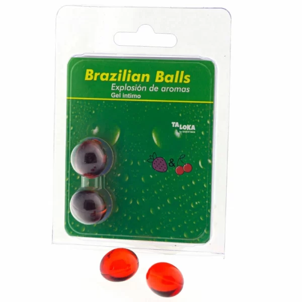 <b>Taloka 2 Brazilian Balls Strawberry & Cherry Scented Intimate Gel Capsules</b> offer a unique approach to personal massage and care. Enclosed in a delicate capsule