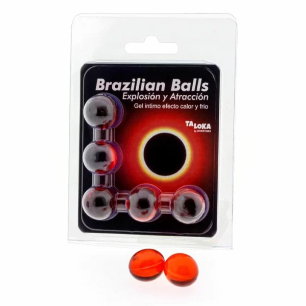 <b>Discover the Taloka 5 Brazilian Balls Gel Set – Hot & Cold Sensation for Massages</b><br><br>Introducing an innovative massage accessory by Taloka – a set of 5 Brazilian Balls designed to provide a unique alternating hot and cold effect during intimate massages. Each sphere contains a delicate aromatic gel that activates on contact with body heat