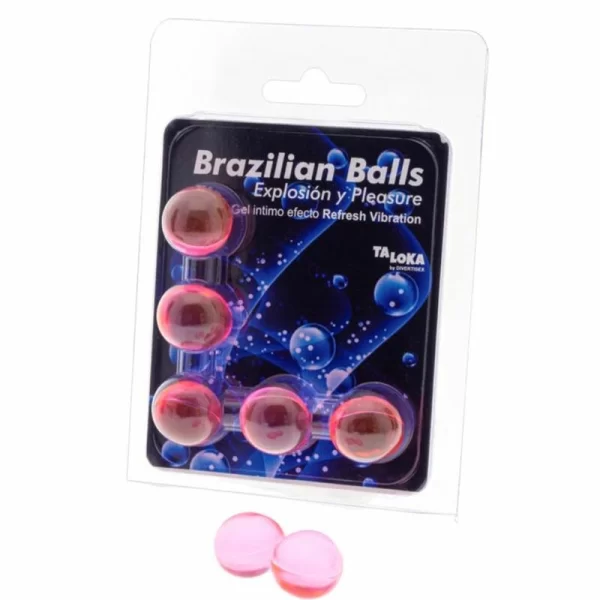 <strong>Taloka 5 Brazilian Balls Refresh Gel – Vibrating Effect Massage Spheres</strong><br><br>Experience innovative relaxation with the Taloka 5 Brazilian Balls Refresh Gel