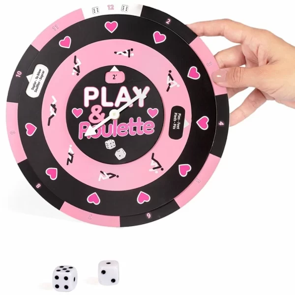this versatile game combines a roulette wheel and classic dice for countless combinations of playful activities.<br><br><b>How to Play:</b><br>The game begins with each participant choosing 'odd' or 'even' and rolling a die. The winner starts the adventure! The unique roulette wheel is divided into three independently rotating sections: <ul><li><b>Action</b> – Suggests an engaging activity to perform.</li><li><b>Zone</b> – Specifies the area on the body where the action is to be carried out.</li><li><b>Duration</b> – Determines how long or how frequently the action should be performed.</li></ul>On each turn