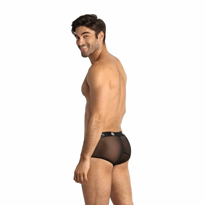 ANAIS MEN Eros Brief S - czarne figi męskie z tiulu - Boutique Anelma sportowy kroj