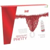 <b>Discover the allure of the INTT Brazilian Red Lace Panty with Pearls & Strawberry Lubricant 50ml – a unique set designed for those who value refined elegance and comfort in their intimate apparel.</b><br><br>This sophisticated lingerie set features delicate red lace panties adorned with a distinctive pearl ring