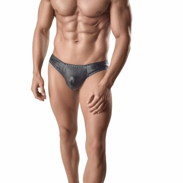 Anais Men Ares II stringi mÄ™skie 2XL czarne wykoÅ„czenie skorzane