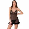 Livco Corsetti Zerunam czarny komplet babydoll z koronkÄ… i stringami
