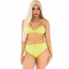 Leg Avenue Strappy Yellow & Coral Lingerie Set - Bra & Panties - Boutique Anelma