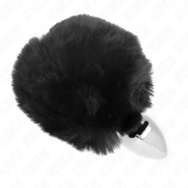 KINK Stainless Steel Plug with Black Faux Fur Rabbit Tail 7x3cm
