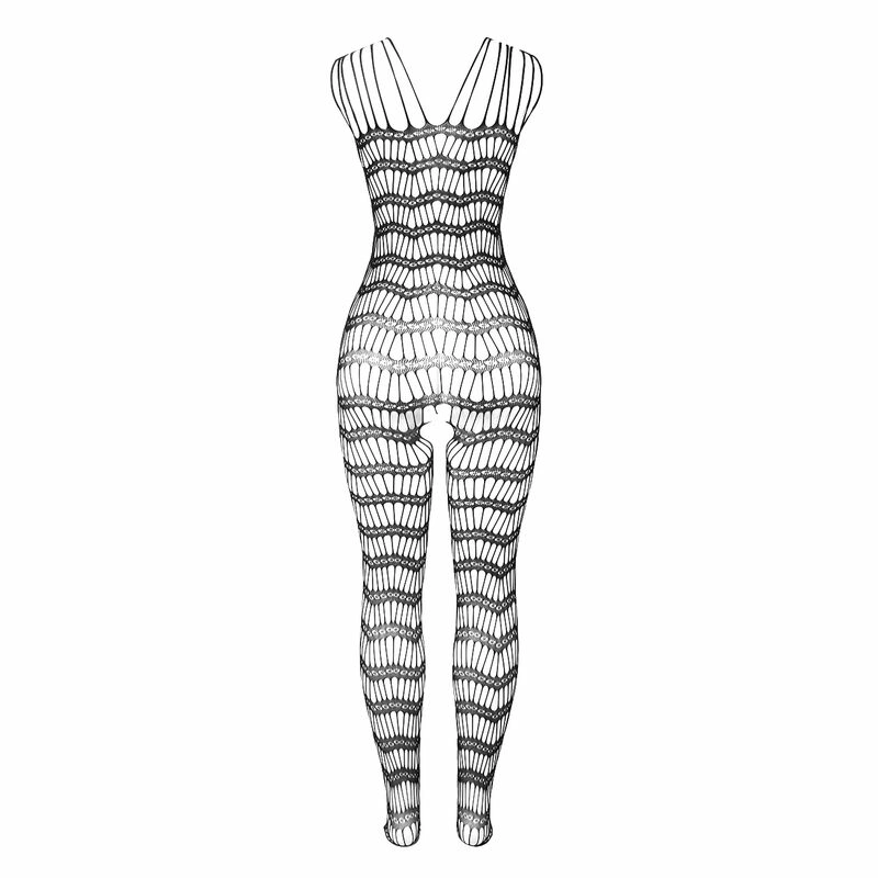 uniwersalny - Boutique Anelma Subblime 951696 Black Fishnet Bodystocking with Shoulder Straps One Size