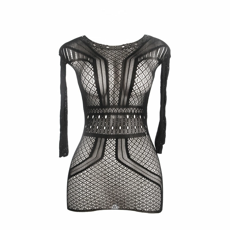 Uniwersalna - Boutique Anelma Subblime 951931 Black Fishnet Open Back Mini Dress One Size