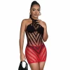 Subblime 952242 Red & Black Gradient Elastic Mesh Dress One Size - Boutique Anelma Subblime 952242 Sukienka z Siatki Rybackiej Czerwono-Czarna