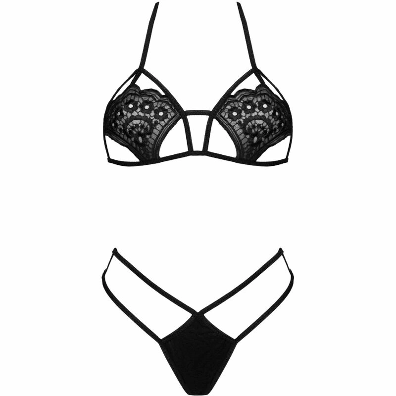 Livco Corsetti Fashion Jimena komplet biustonosz + stringi czarny uniwersalny - Boutique Anelma One Size