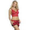 Subblime 953898 Koszulka Nocna Jedwabna i Koronkowa + Majtki Czerwone S/M
