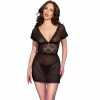 Chilirose CR 4830 Czarna koszulka nocna z tiulu M