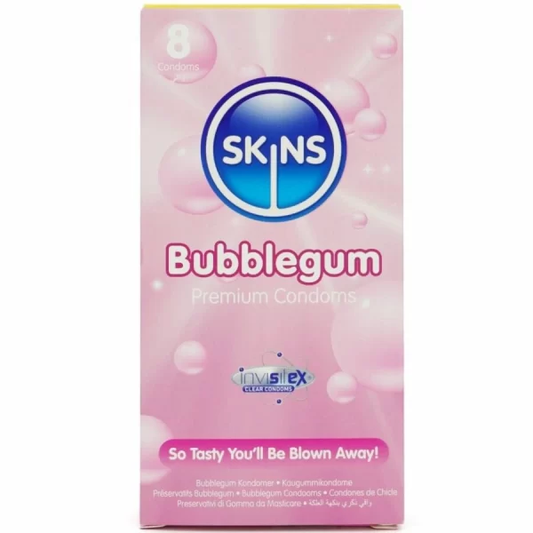 <h2>Skins Bubblegum Premium Latex Condoms 8pcs – Vibrant Design