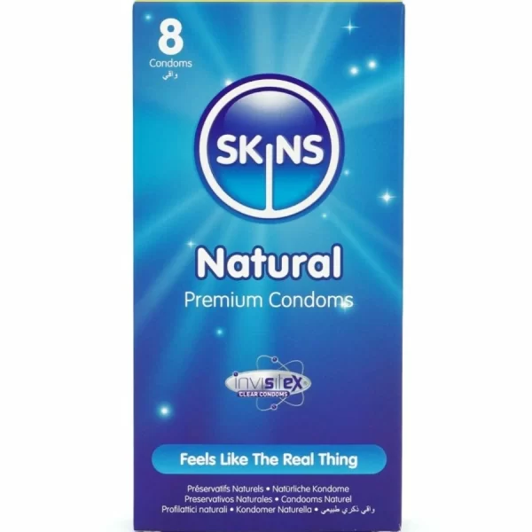 <strong>Skins Natural Premium Latex Condoms 8-Pack Ultra-Thin Vanilla Scented</strong><br><br>Experience advanced protection and comfort with the Skins Natural Premium Condoms 8-Pack. Crafted from high-quality