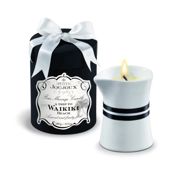 <p><strong>Petits Joujoux Waikiki Massage Candle 180g</strong> is an elegant wellness accessory designed to transform any environment into a relaxing tropical retreat. Inspired by the exotic beauty of Waikiki Beach