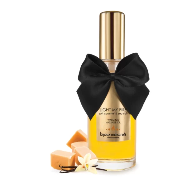 <p><strong>Discover the ultimate blend of relaxation and indulgence with the Bijoux Indiscrets Light My Fire Massage Oil in Soft Caramel.</strong> This premium massage oil is designed to transform every moment into an exquisite ritual