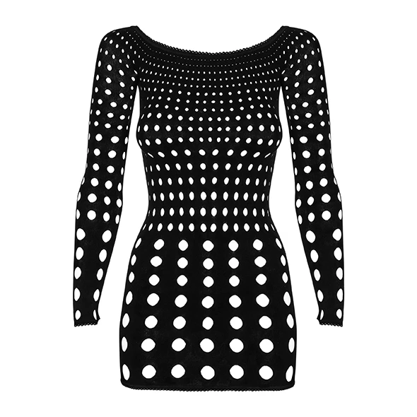 Alternative view of Obsessive Rocker Mesh Dress Black S/M/L - Off-Shoulder, Long Sleeve