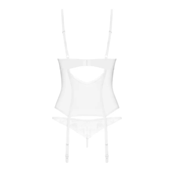 Alternative view of Obsessive Alissium Corset & Thong White XS/S - Lace Details, Adjustable Fit