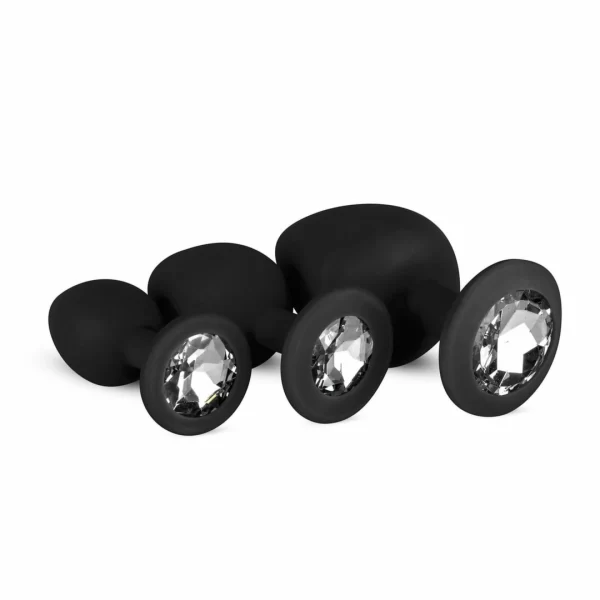 EasyToys Silicone Anal Trainer Set with Decorative Gem Black 3 pcs