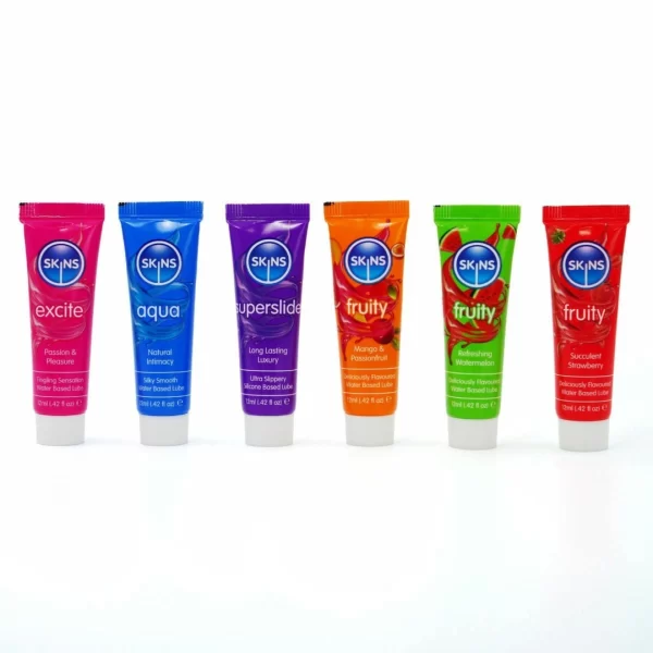 <strong>Discover the Skins Vital & Fruity Lubricant Sample Tubes Set – 6x12ml</strong><br><br>Upgrade your intimate lifestyle with the Skins Vital & Fruity Lubricant Sample Tubes Set. This exclusive collection offers six ultra-smooth lubricants in convenient 12ml tubes