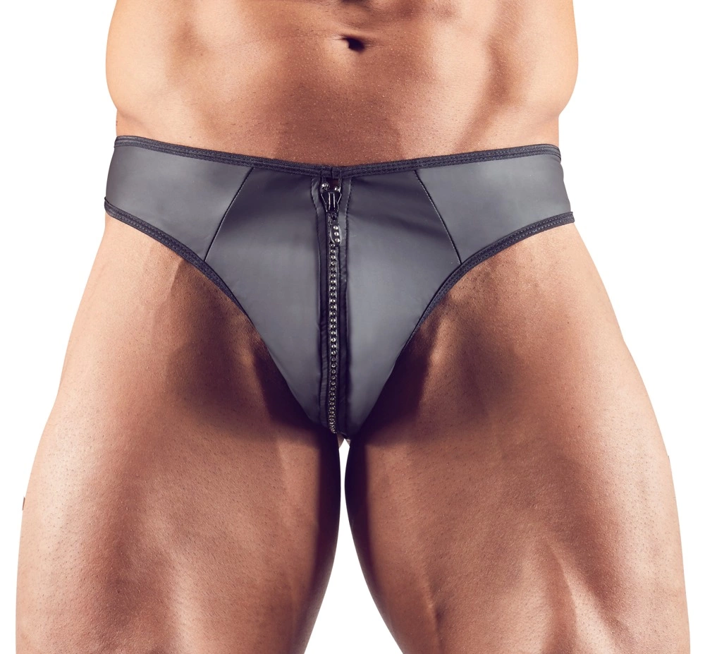 NEK Men's String S Neoprene Look with Rhinestone Zipper Accent - Boutique Anelma