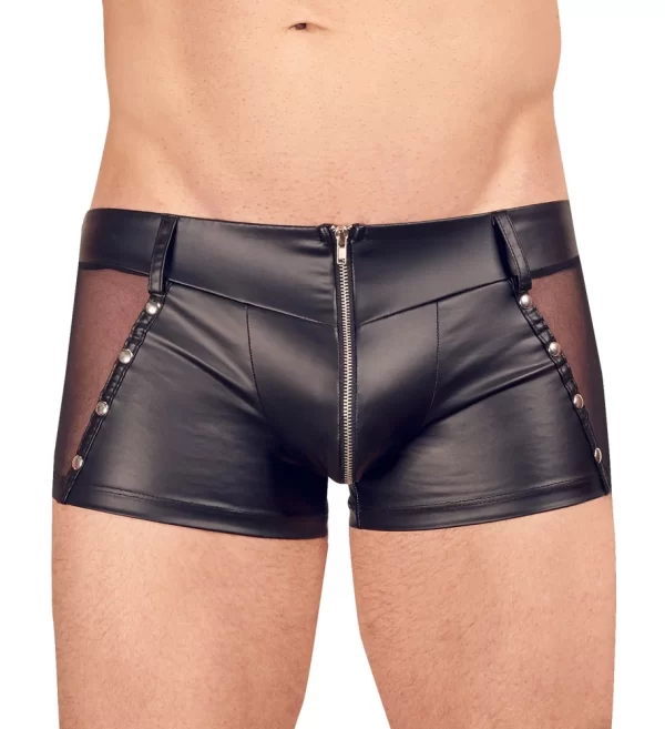 Svenjoyment Matte Black Pants with Mesh Panels and Decorative Studs S