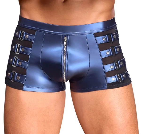 NEK Metallic Blue Matte Look Pants with Studded Side Straps, Size S