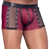 NEK Men’s Fitted Red Matte Pants with Black Mesh and Silver Studs - Boutique Anelma