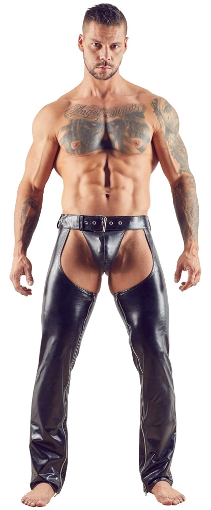 Alternative view of Cottelli Men Black Imitation Leather Chaps S with Two-Way Zipper
