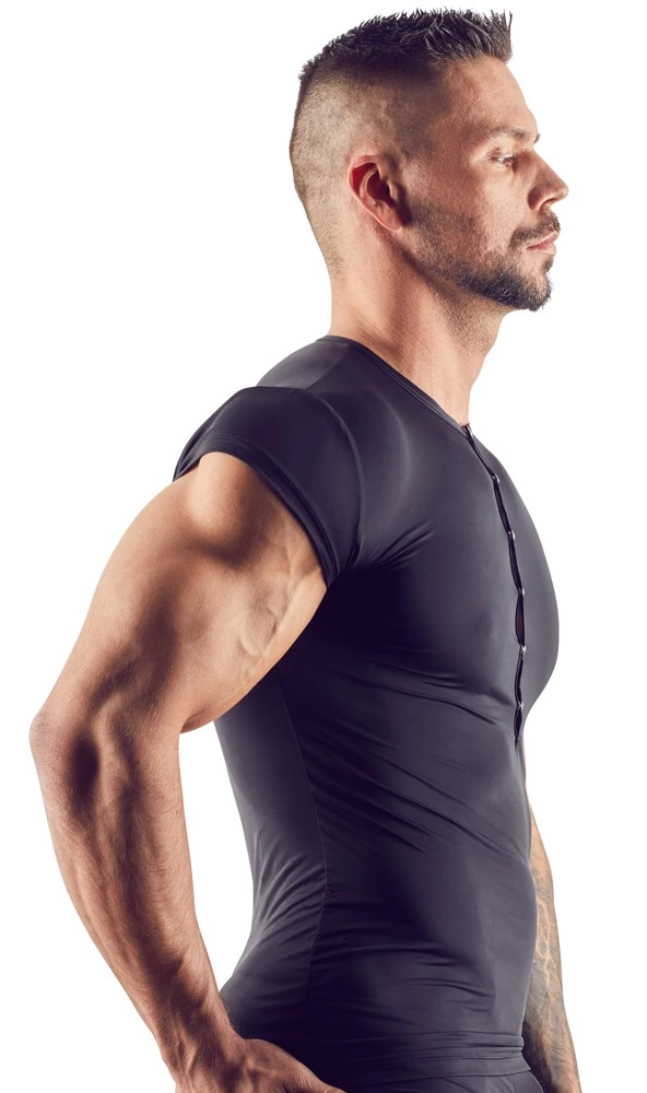 Alternative view of NEK Menâ€™s Shirt Black S - Microfibre, Short Sleeve, Silver Details