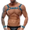 Svenjoyment BONDAGE Men's Neoprene Look Harness Set Black/Blue S - Boutique Anelma