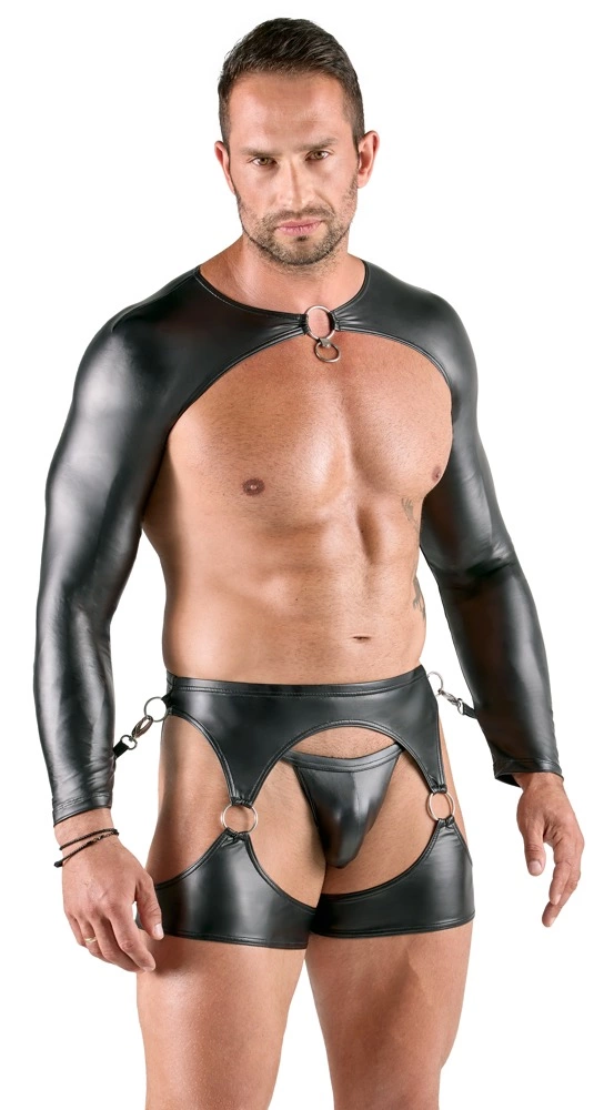 Svenjoyment Bondage Set S - 3-Piece Matte Black Stretch Kit with Rings