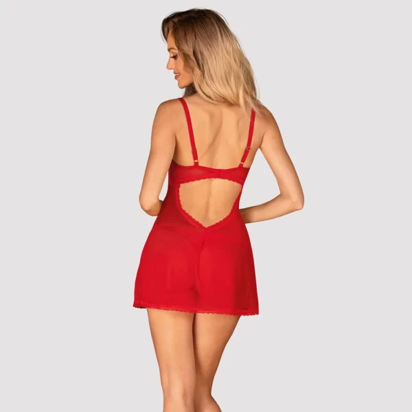 Alternative view of Obsessive Chilisa Babydoll Lace Set M/L - Elegant Red Lingerie