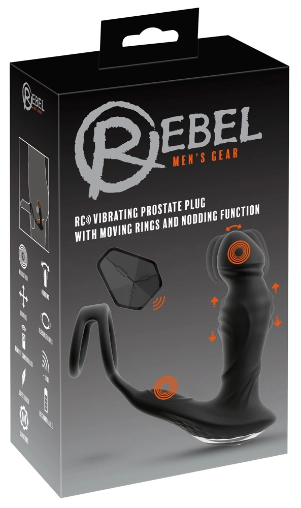 Rebel RC Vibrating Plug with Moving Rings & Nodding Tip