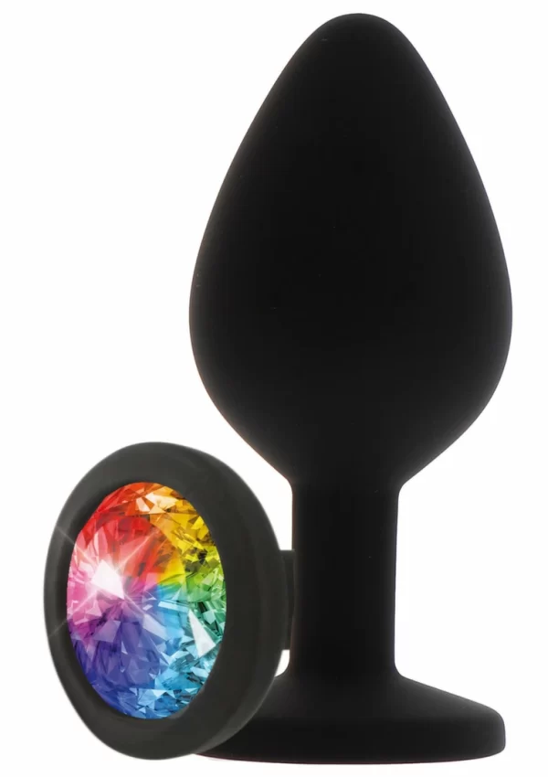 TOYJOY Rainbow Booty Jewel Large Silicone Plug with Multicolor Gem