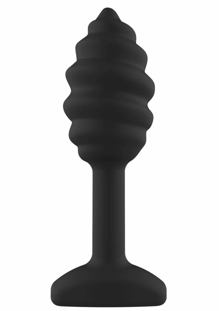 ToyJoy Swirl Plug Black 9.2 cm - Textured Silicone Anal Model - Boutique Anelma ToyJoy Swirl Plug Black 9.2 cm - Textured Silicone Anal Model
