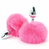 ToyJoy HAPPINESS Enchanting Bunnytail Aluminum Plug with Faux Fur Tail Silver