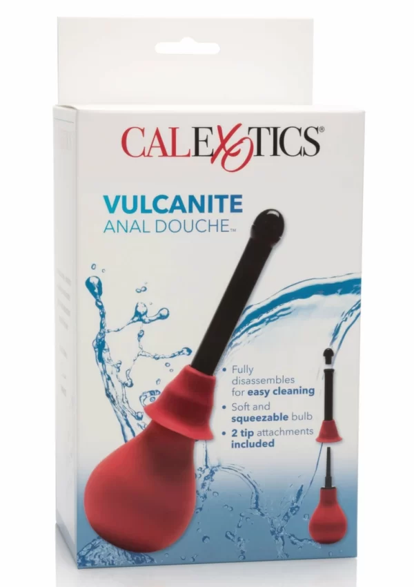 <p>Discover the CalExotics Vulcanite Anal Douche â€“ a compact and practical hygiene system designed for thorough and comfortable cleansing. This user-friendly model features a 7.5 oz (approximately 220 ml) rubber bulb and includes two interchangeable nozzles