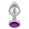 Jewel Large Amethyst Plug - Metallic Model with Decorative Gem - Boutique Anelma Jewel Large Amethyst Plug - Metallic Model with Decorative Gem