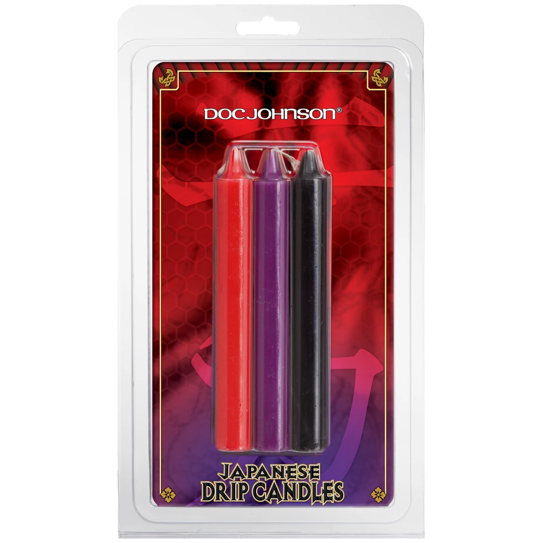 Doc Johnson Japońskie świece do masażu ciała - Boutique Anelma these candles are designed with a special low-temperature formula for safe and controlled use. Each set contains three candles in striking colors: red