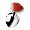 XR Brands Red Jasper Heart Aluminum Intimate Plug Small 2.8in