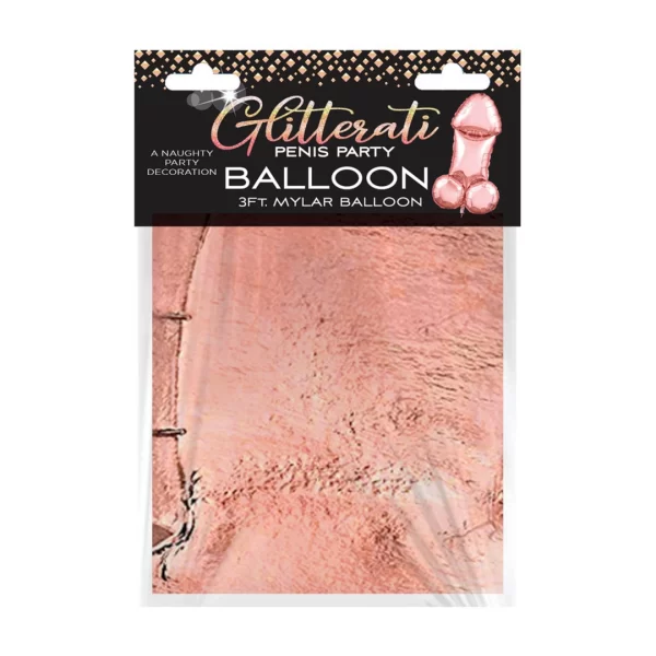<p>Elevate your celebration with the Glitterati Rose Gold Mylar Balloon
