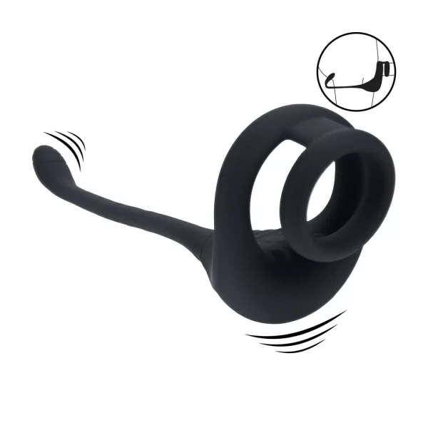 LEVELZ Partner Black Dual Motor Silicone Intimate Ring & Stimulator